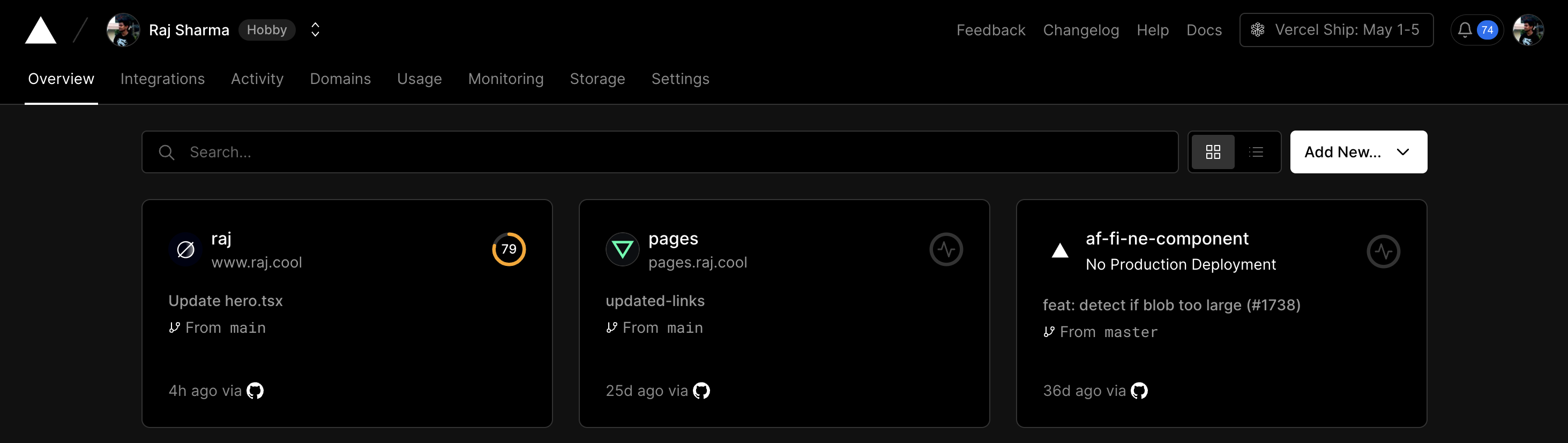 Vercel’s Dashboard